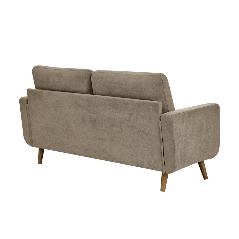Mid-Century Modern Tufted Loveseat Sofa with Upholstery and Wooden Legs