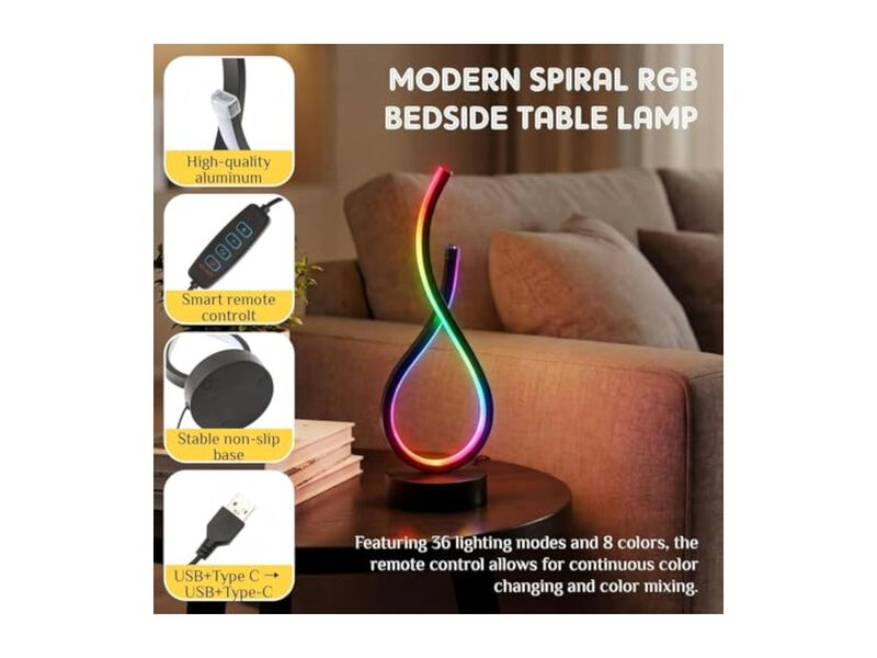 Dimmable LED Remote Control Modern Desk Lamp For Living Room Bedroom Nightstand image number 2