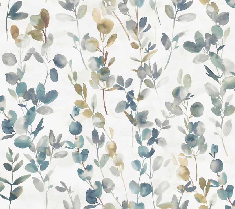 Joyful Eucalyptus Navy Peel & Stick Wallpaper