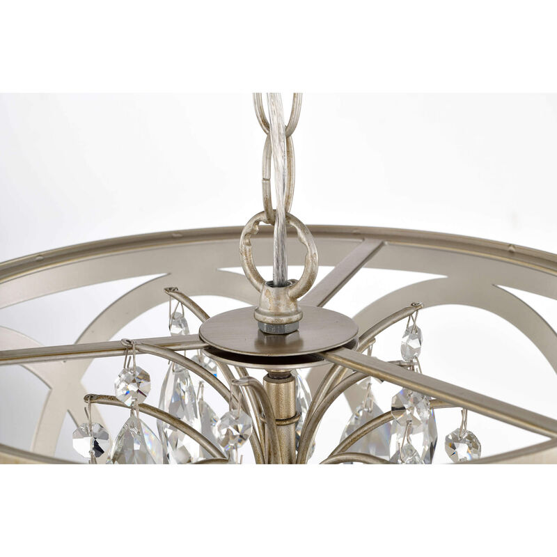 Irma Brushed Champagne Silver 3-light Metal Cage Drum Chandelier image number 4
