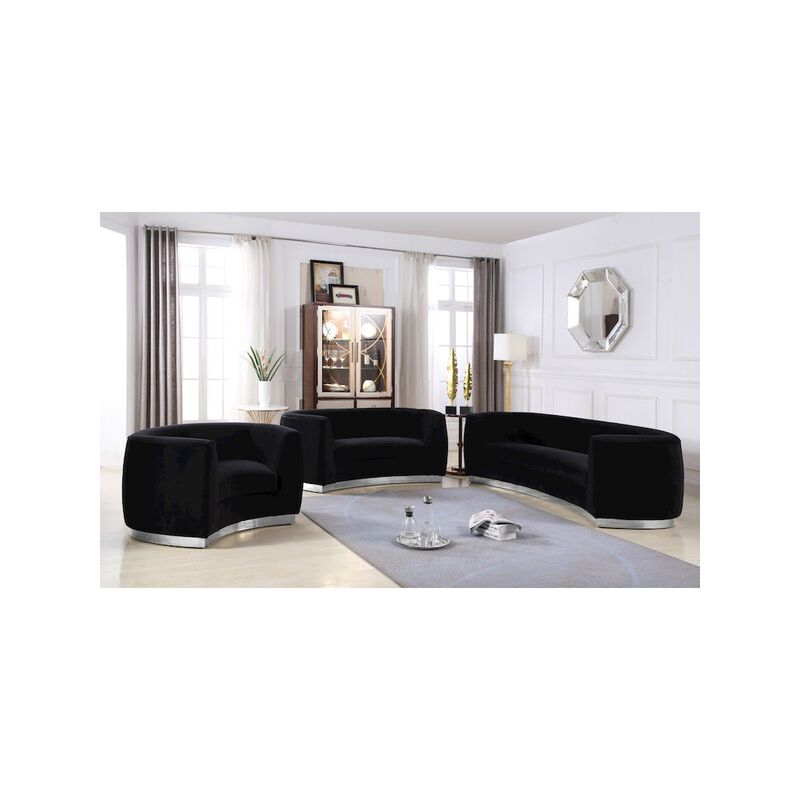 Meridian Furniture Julian Black Velvet Sofa
