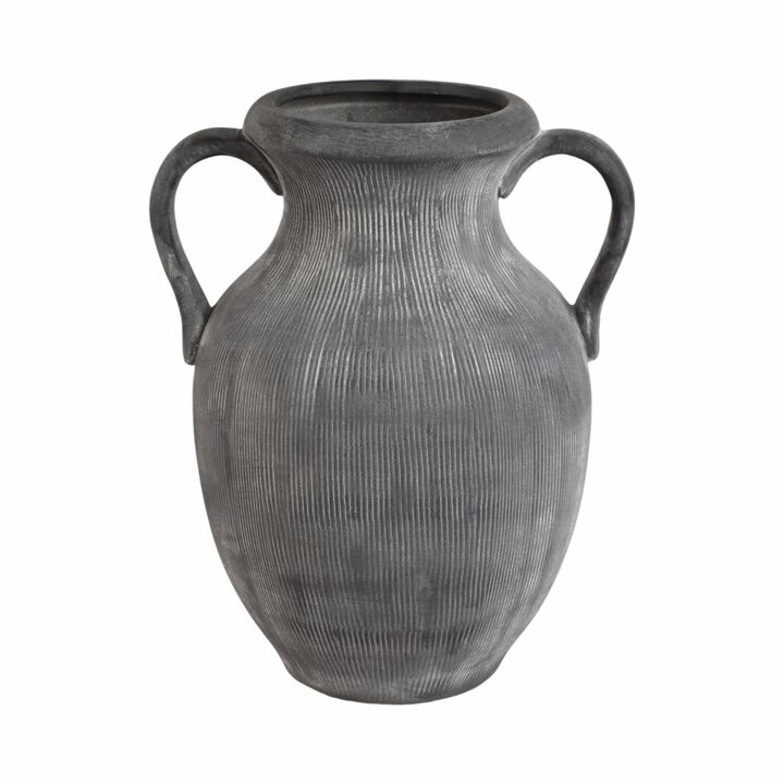 12" Weathered Jug With Handles, Black