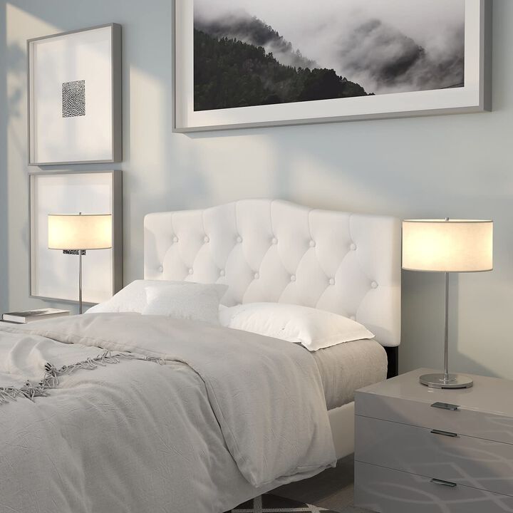 Flash Furniture Cambridge Tufted Upholstered Full Size Headboard in White Fabric