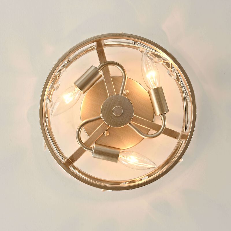 Gisela 3-Light Brushed Champagne Silver Metal Cage Drum Flush Mount image number 6