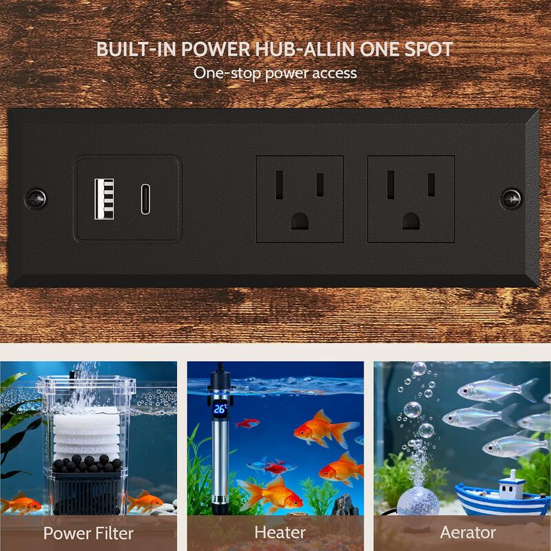 40-50 Gallon Fish Tank Stand with Power Outlet, Aquarium Stand with 3-Tier Adjustable Storage Shelves, Fish Stand with Storage Drawers Up to 480LBS image number 6