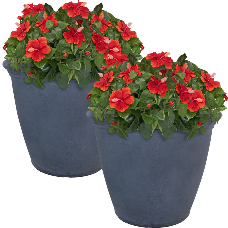 Sunnydaze 20 in Anjelica Dual-Wall Polyresin Planter - Slate