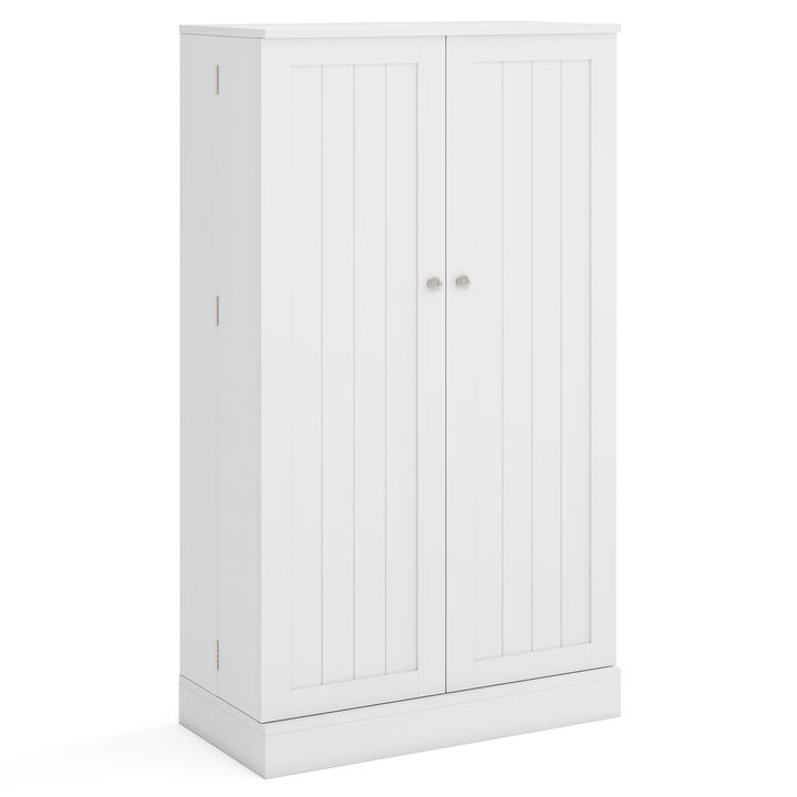 White 41" Freestanding Pantry Cabinet with Doors and Adjustable Shelves