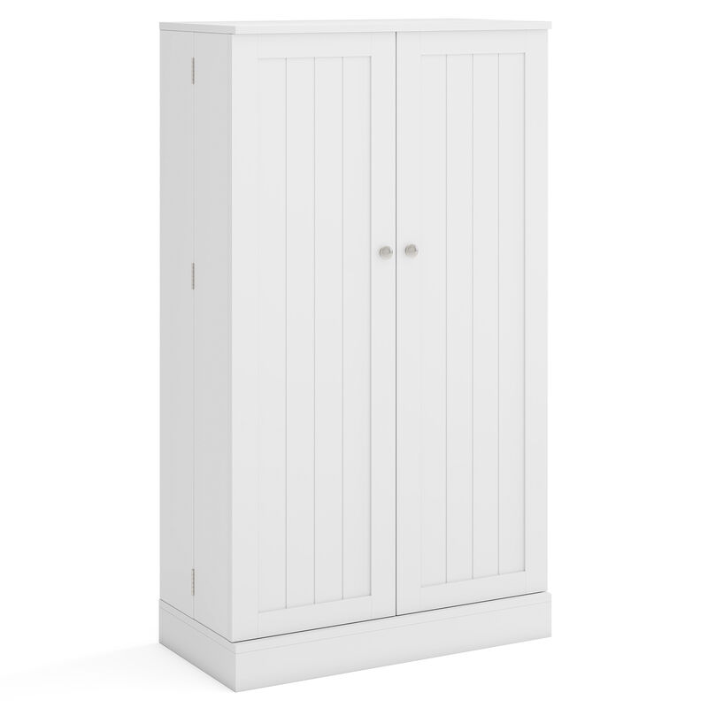 White 41" Freestanding Pantry Cabinet with Doors and Adjustable Shelves image number 0