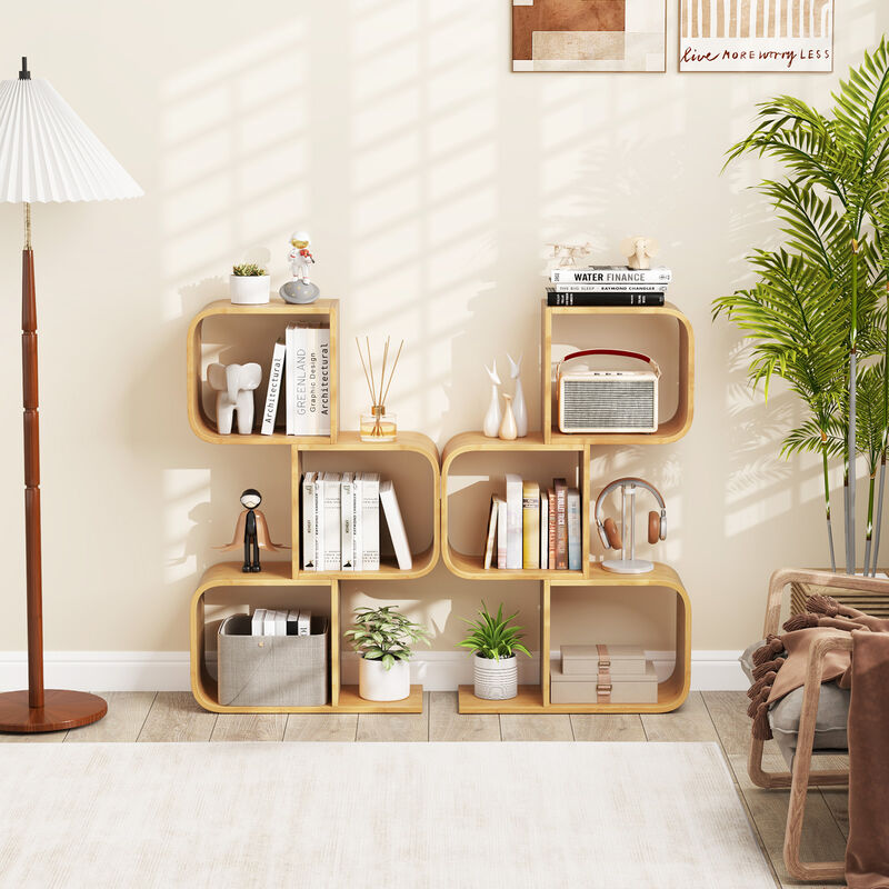 Stylish 3-Tier S-Shaped Bookcase with Open Cube Shelves for Home Decor