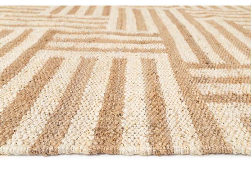 Abbie Natural and Bleached Striped Geometric Jute Rug image number 3