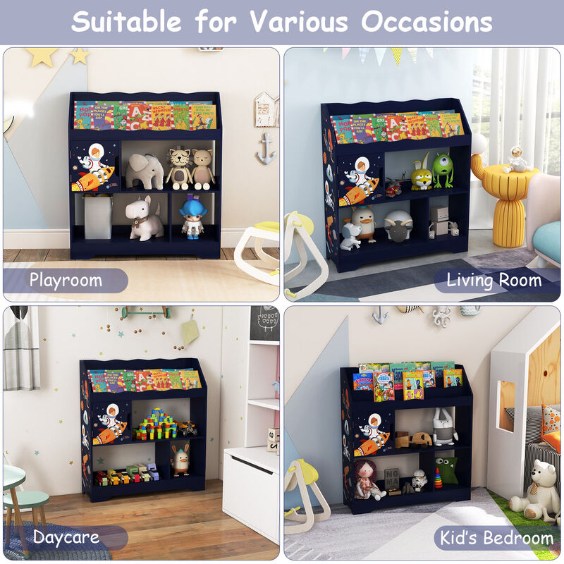 Kids Toy Storage Organizer with Book Shelf and Storage Cabinet