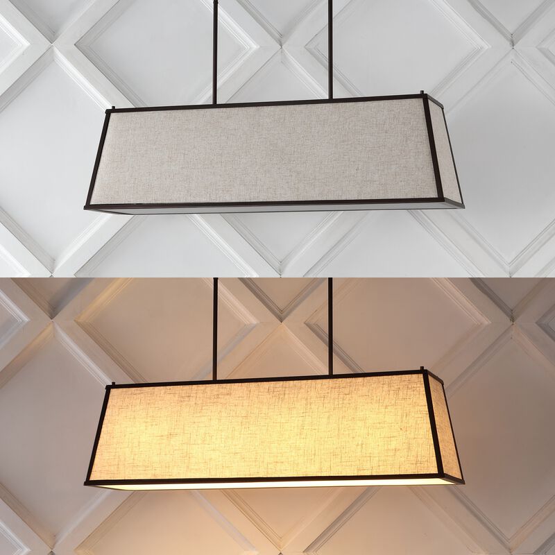 Crosby 4-Light Minimalist Industrial Trapezoidal Linen Iron Linear LED Pendant