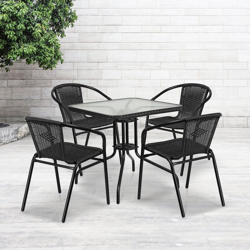 28SQ Black Table Set w/Rattan image number 7