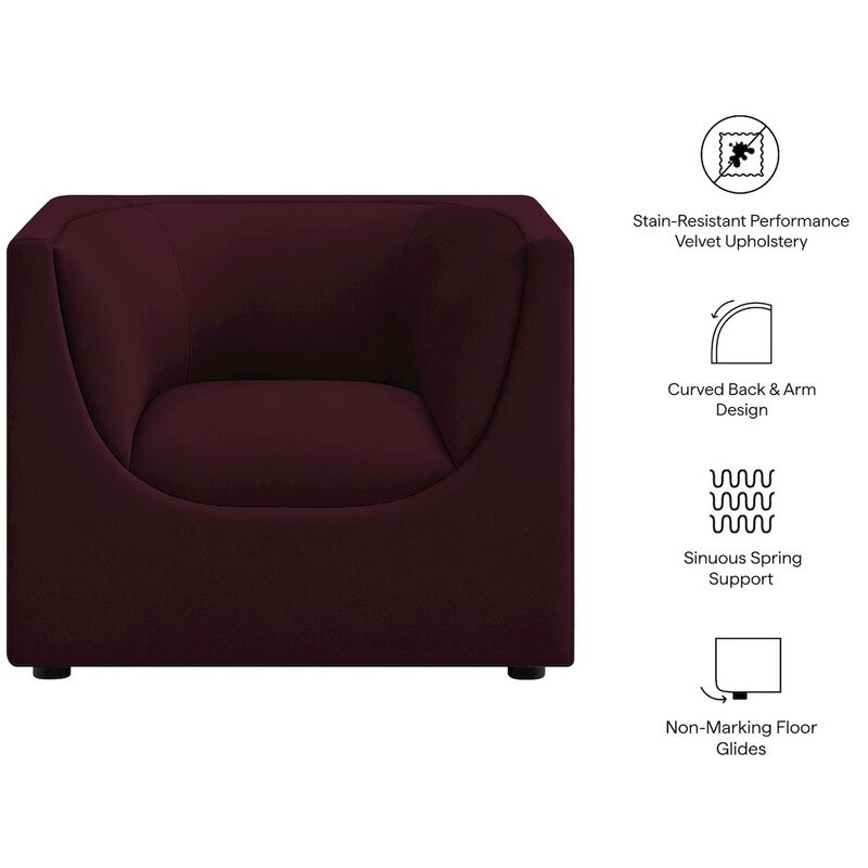 Hilda Curved Back Performance Velvet Armchair image number 1