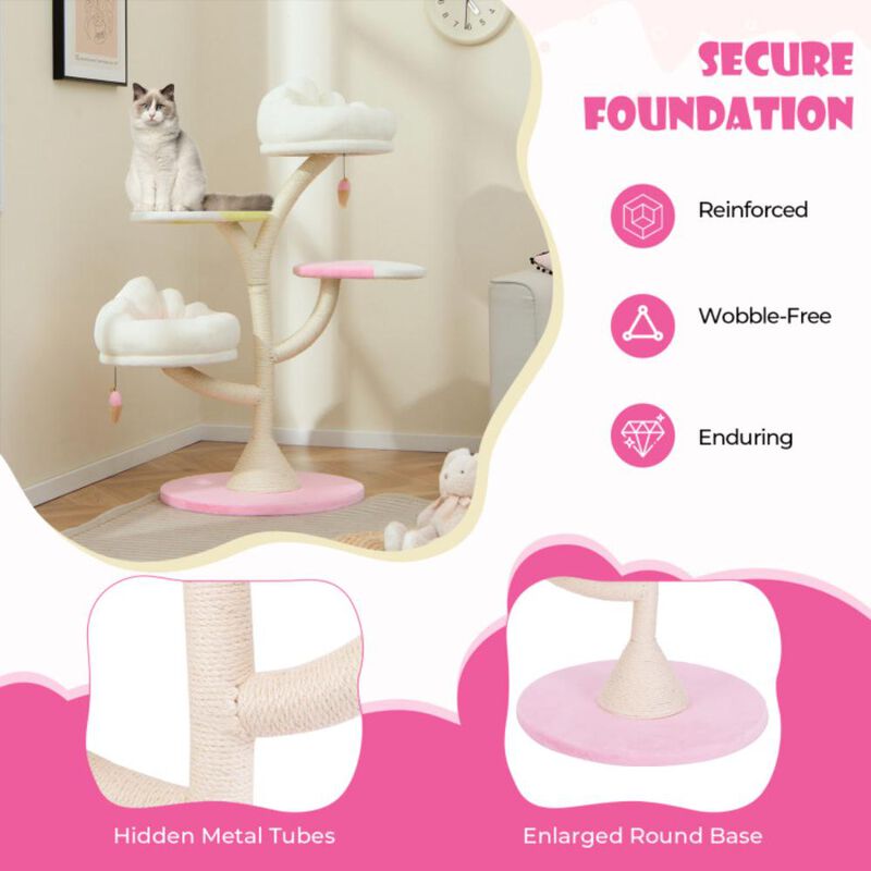 Hivvago Multi-Layer Cat Tree Cat Tower with 2 Cat Perches 2 Platforms