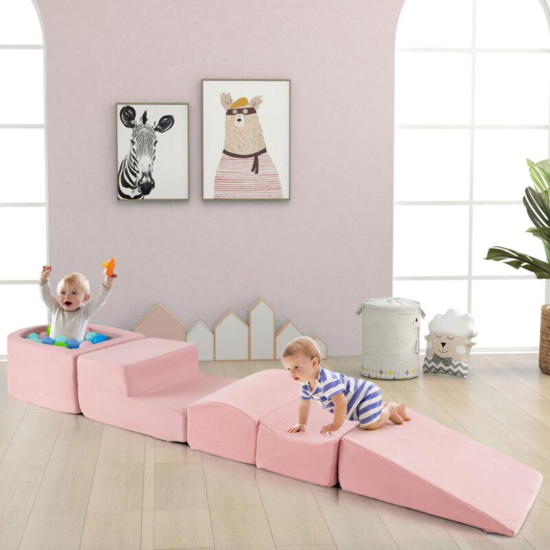 Hivvago 5-Piece Climb and Crawl Playset with Ball Pit for Kids
