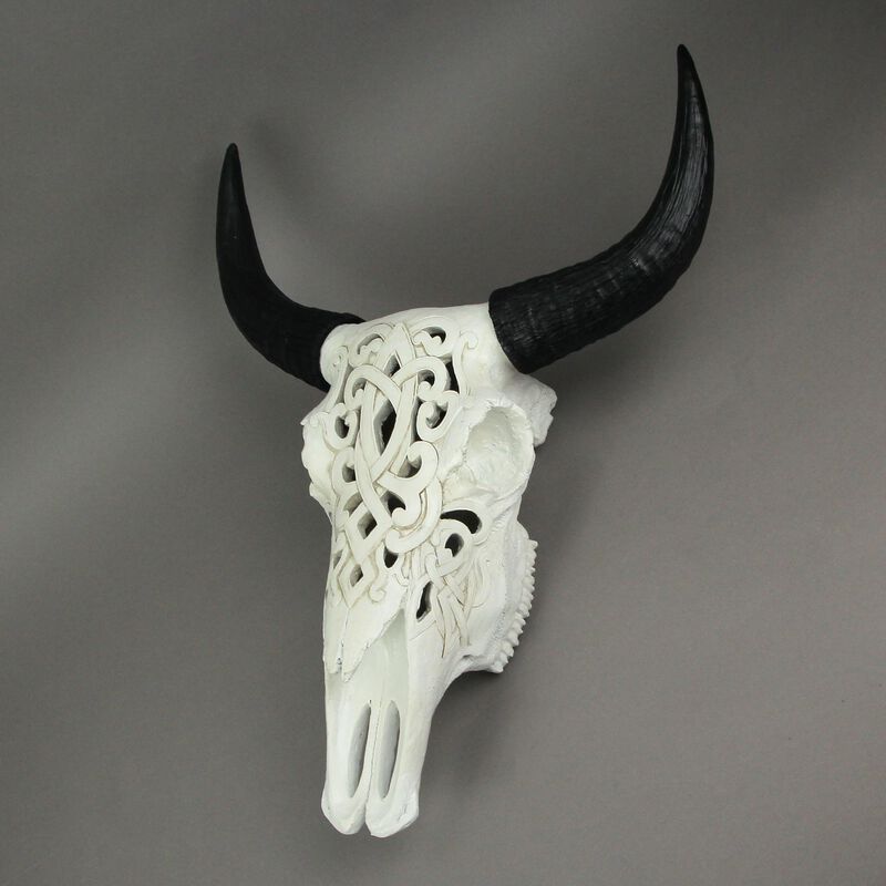 Tribal Steer Skull Cut-Out Design Wall Hanging 19 Inches High image number 3