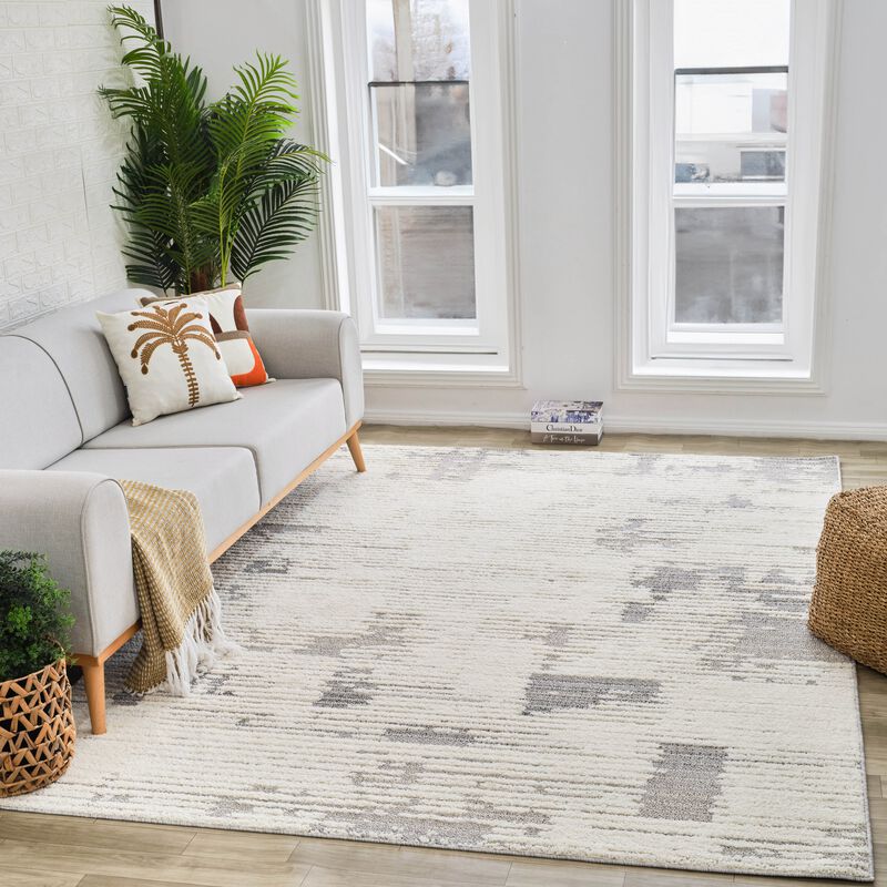 Rug Branch Kasumi Contemporary Abstract Cream Grey Indoor Area Rug