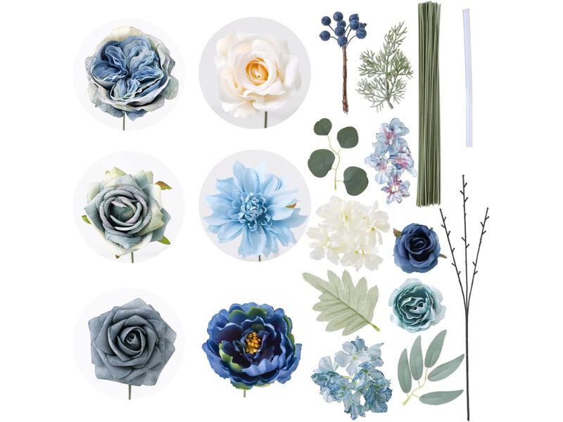White Artificial Rose Flower Stems Wedding Centerpiece Decor image number 2