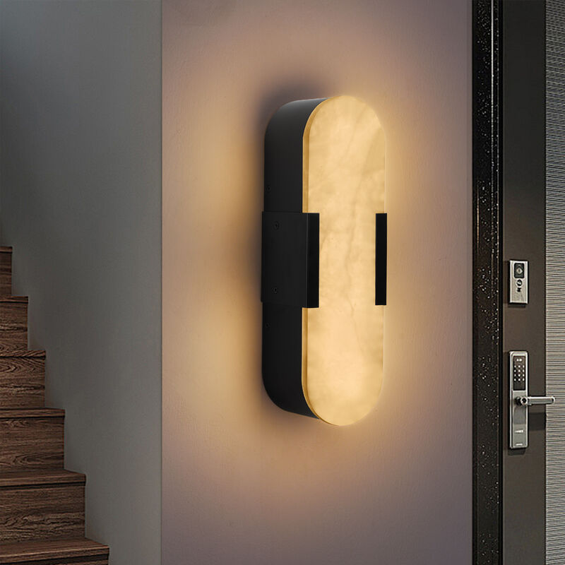 3.5 in. LED Wall Sconce with Marble Shade (Set of 2)