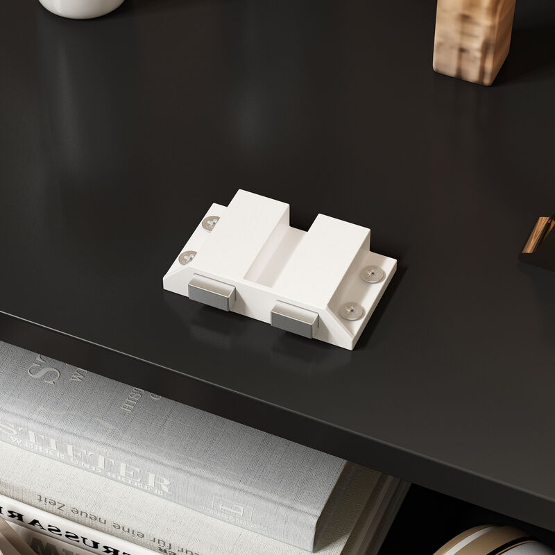 FUFU&GAGA Glass Display Cabinet with 4 Adjustable Shelves, Metal Base Drawer, (27.6" W x 13.8" D x 70.9" H), Black