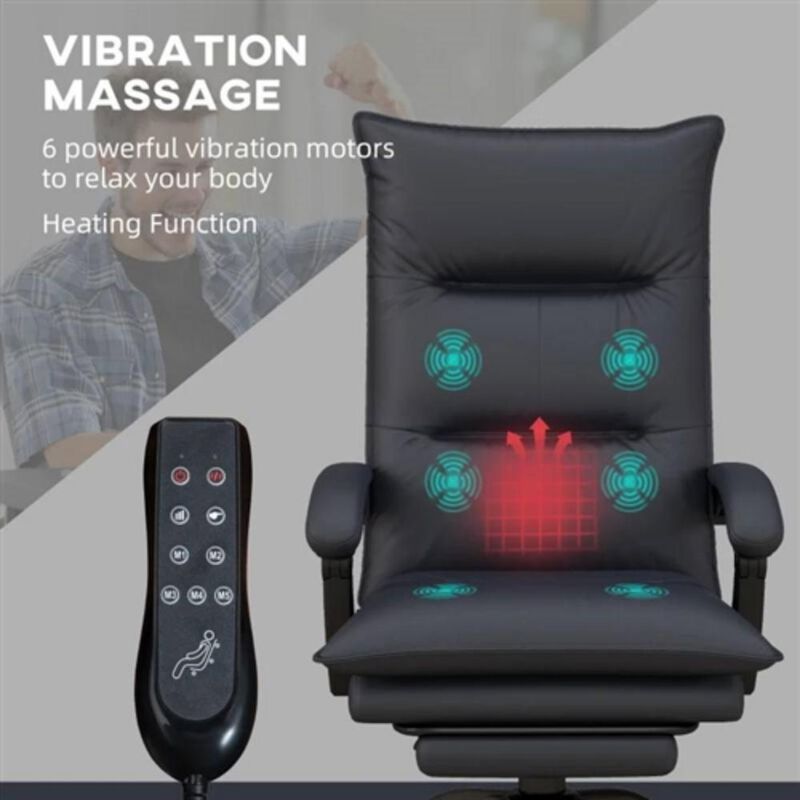 Double Padded Executive Massage Heated Office Chair image number 3