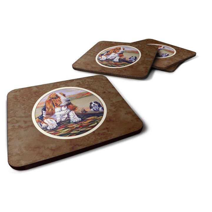 Caroline's Treasures 7004FC Basset Hound Foam Coasters (Set of 4), 3.5, Multicolor
