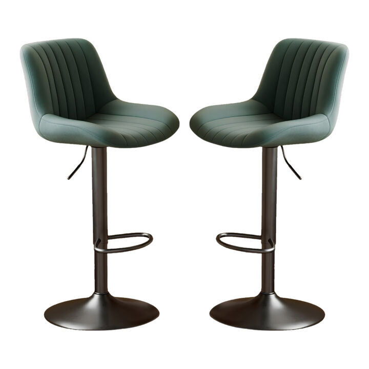 Swivel Bar Stools Set of 2, Upholstered Counter Height Bar Stools with Back and Footrest, 360 Degree Swivel Kitchen Island Chairs, Modern Barstools for Kitchen Counter, Home Bar, Dining