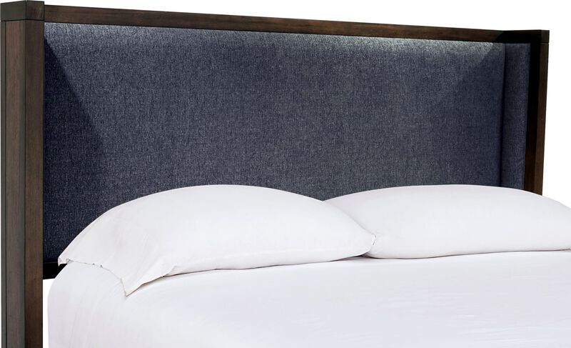 Boracay California King-size Upholstered Wingback Storage Bed in Wild Oats Brown