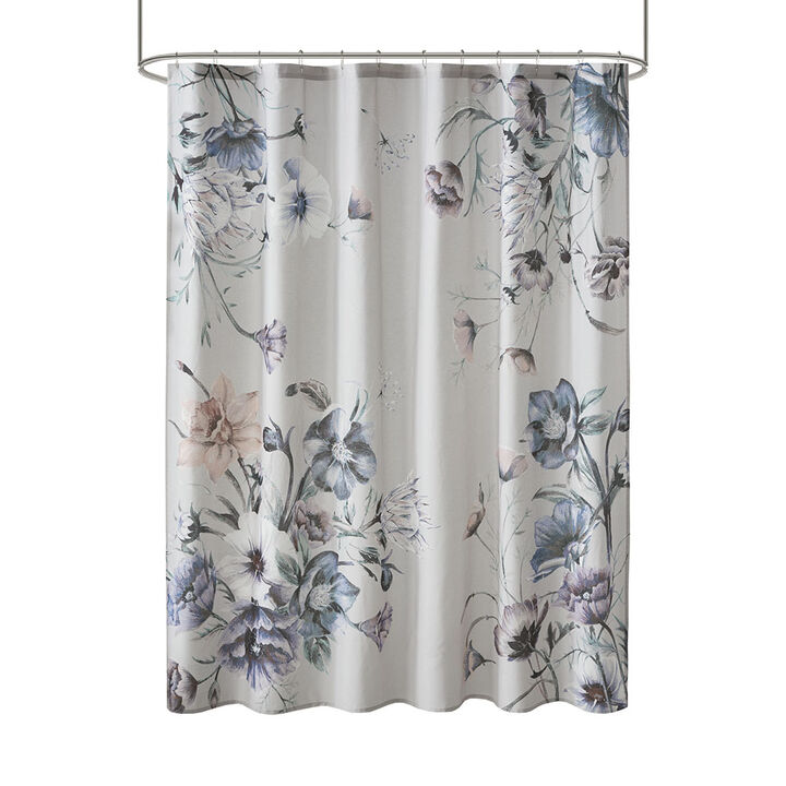 Gracie Mills Kyrie Floral Print Cotton Shower Curtain