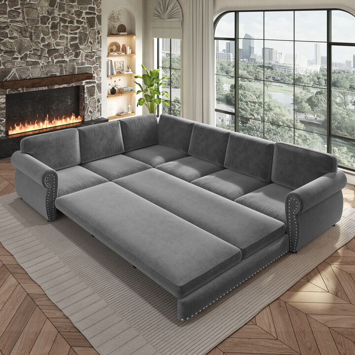 Zidkop 118" L-Shaped Sectional Sleeper Sofa