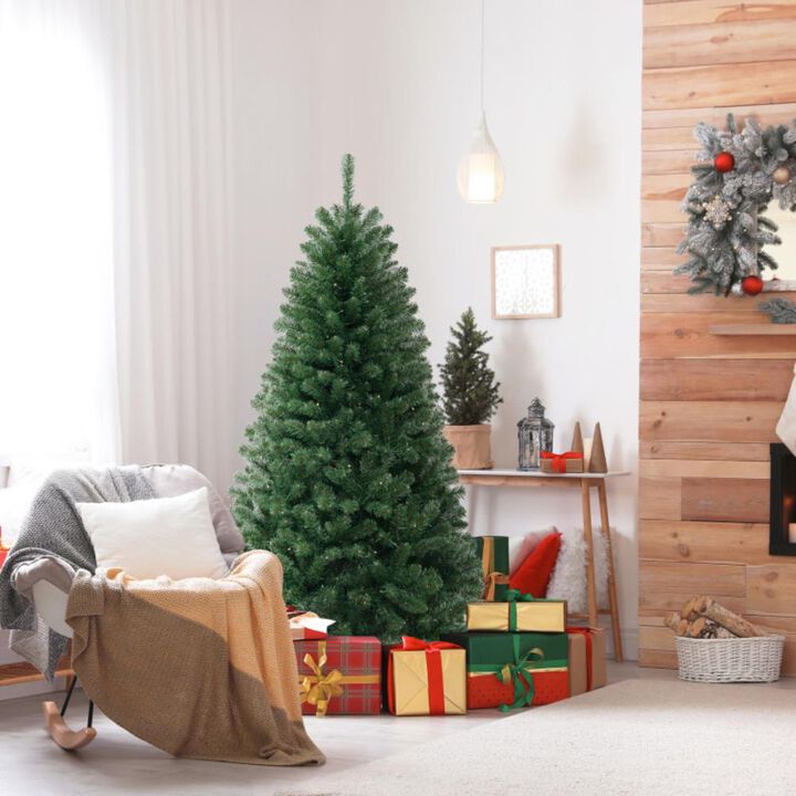 Hivvago 6/7/8 FT Artificial Christmas Tree with 568/830/1182 Branch Tips and 200/250/400 Warm White LED Lights