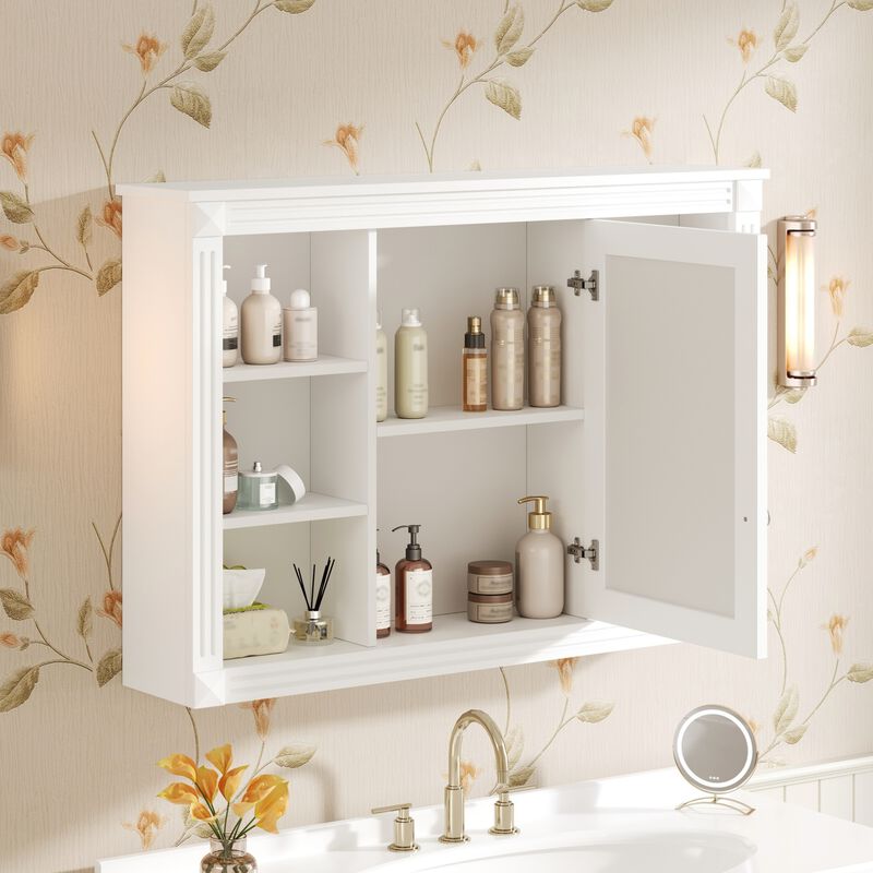 ELEMENT ACE Wall Mounted Bathroom Storage Cabinet with Mirror and Open Shelves image number 5