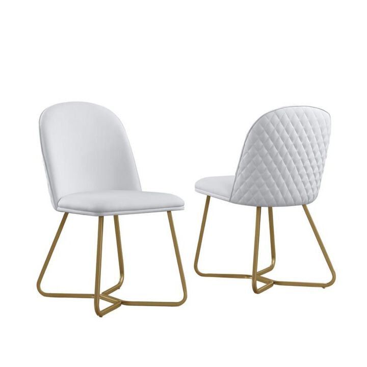 Best Quality Furniture White Faux Leather Side Chairs (Set Of 2)