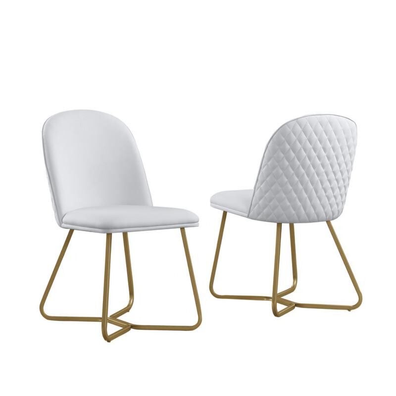 Best Quality Furniture White Faux Leather Side Chairs (Set Of 2)