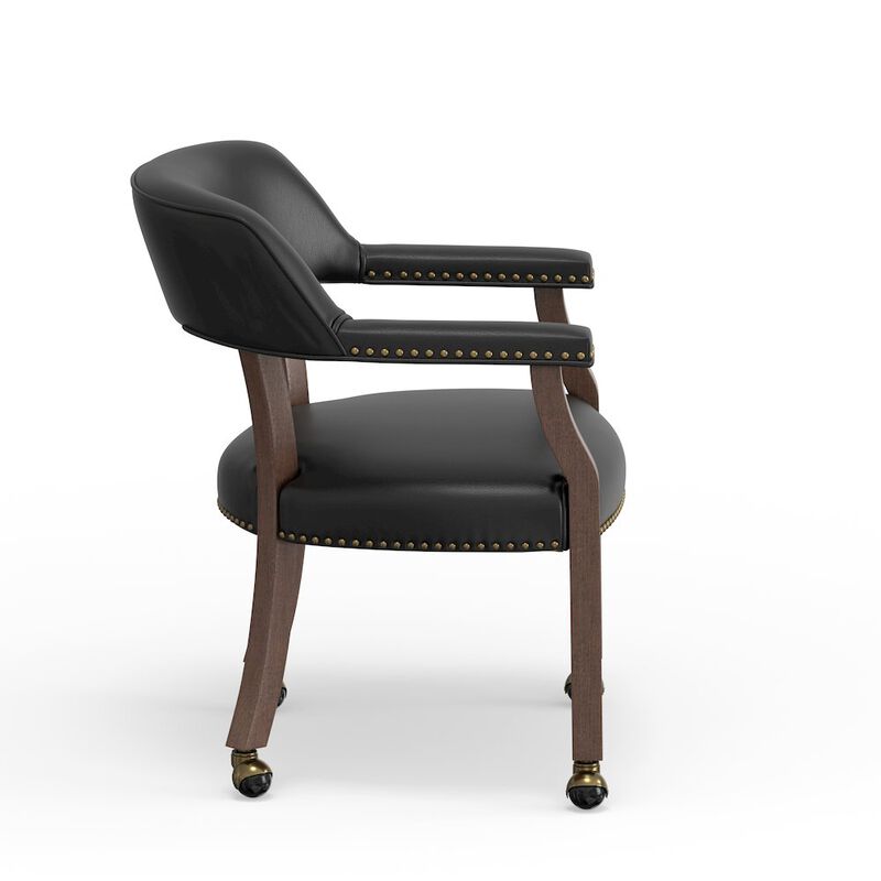 Georgio Dining and Game Chair in Walnut with Black Faux Leather