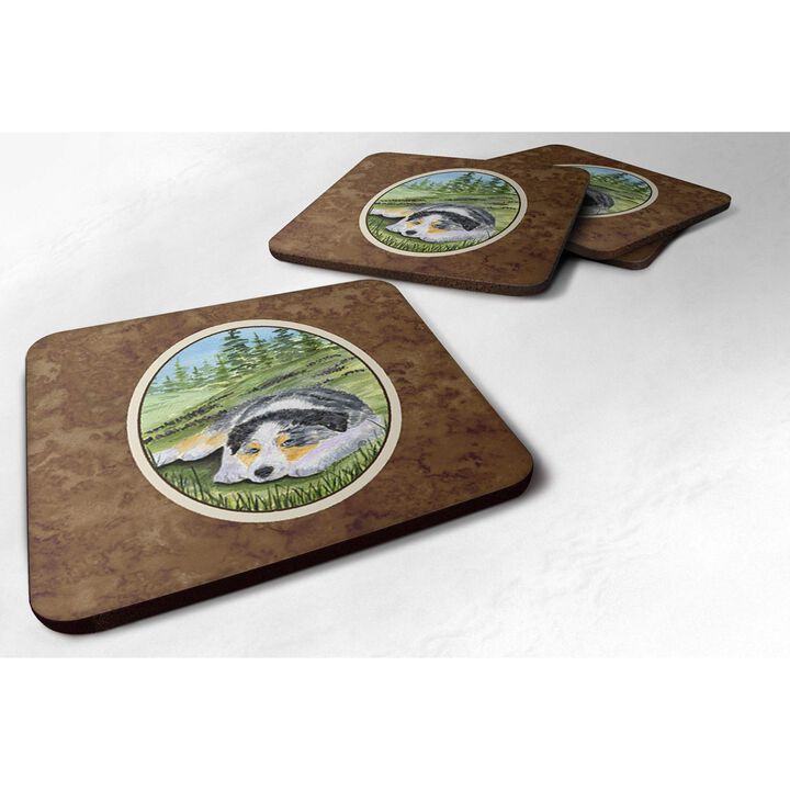 Caroline's Treasures SS8283FC Australian Shepherd Foam Coasters (Set of 4), 3.5 H x 3.5 W, Multicolor