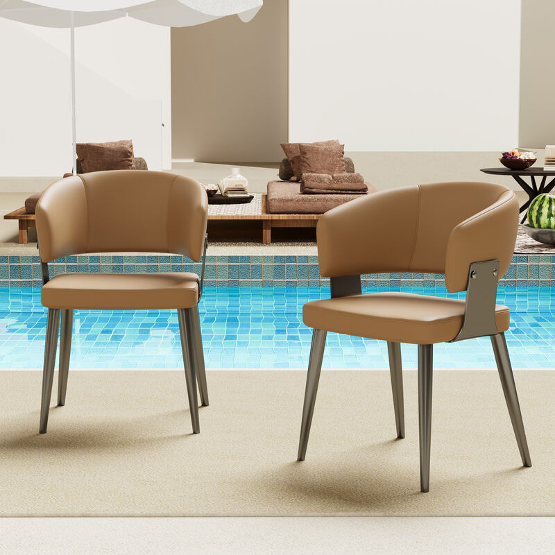 Leather Dining Chair with Metal Legs 2-piece 20.27"