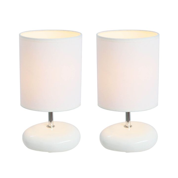 Simple Designs Stonies Small Stone Look Table Bedside Lamp 2 Pack Set