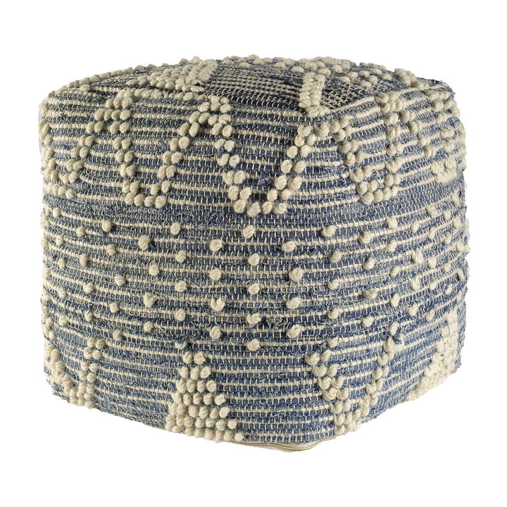Handwoven Geometric Pouf Ottoman – Versatile Footrest or Seat
