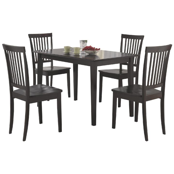Sophisticated And Sturdy 5 Piece Wooden Dining Set, Brown
