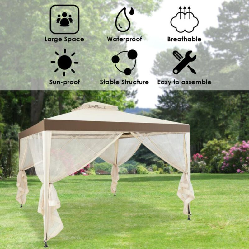 Hivvago Canopy and Garden Structures Gazebo with Netting for Outdoors
