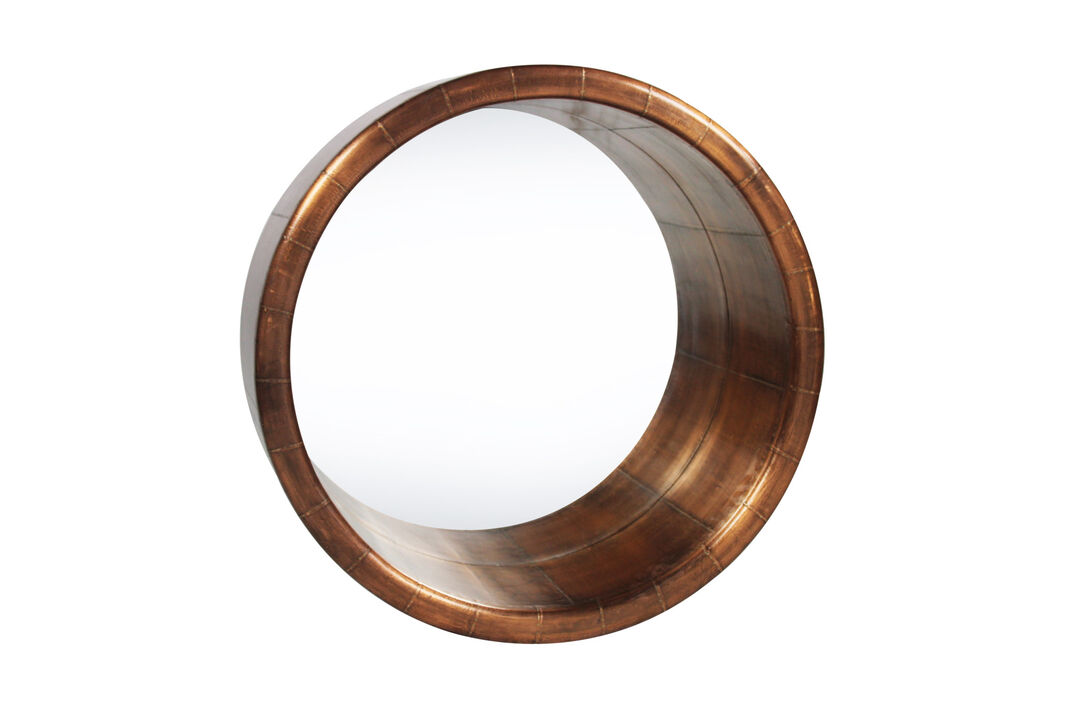 HomeRoots 21" Copper Round Metal Framed Accent Mirror