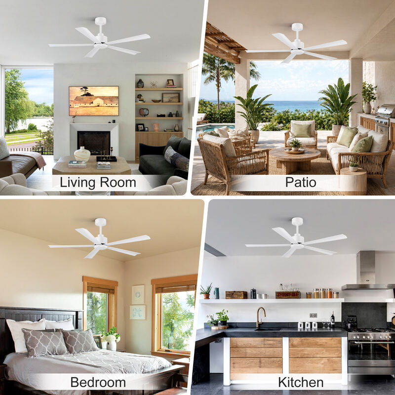 Breezary 52" Ceiling Fan No Light, 5 Blades, 6 Speed Reversible, Remote Control, Low Profile image number 4