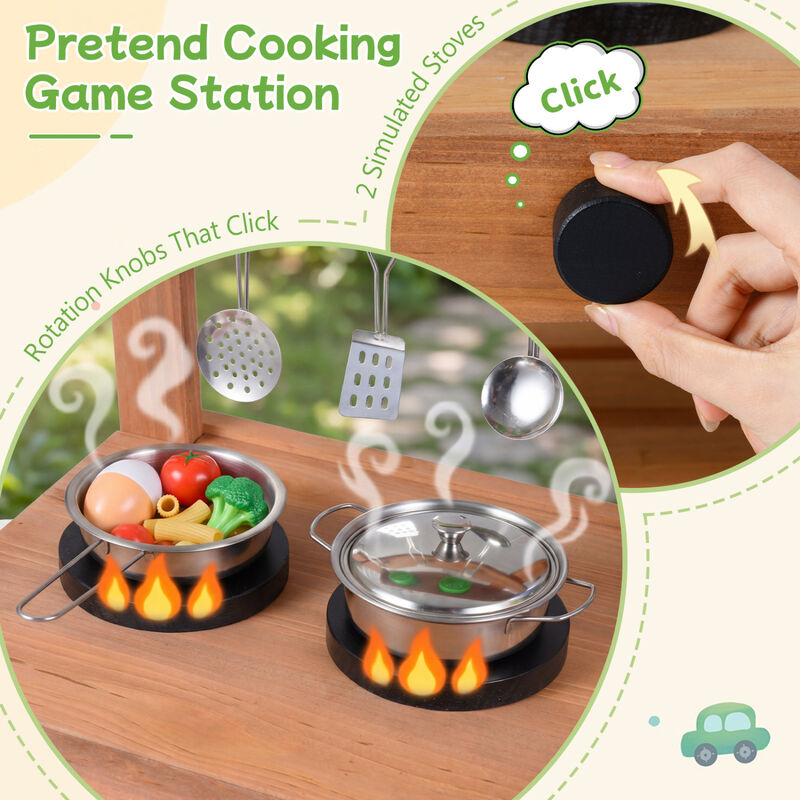 Kids Mud Kitchen Set with Sink Water Tank and 15 Accessories image number 6