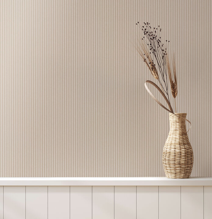 Ticking Beige Stripe Wallpaper (Set of 2)
