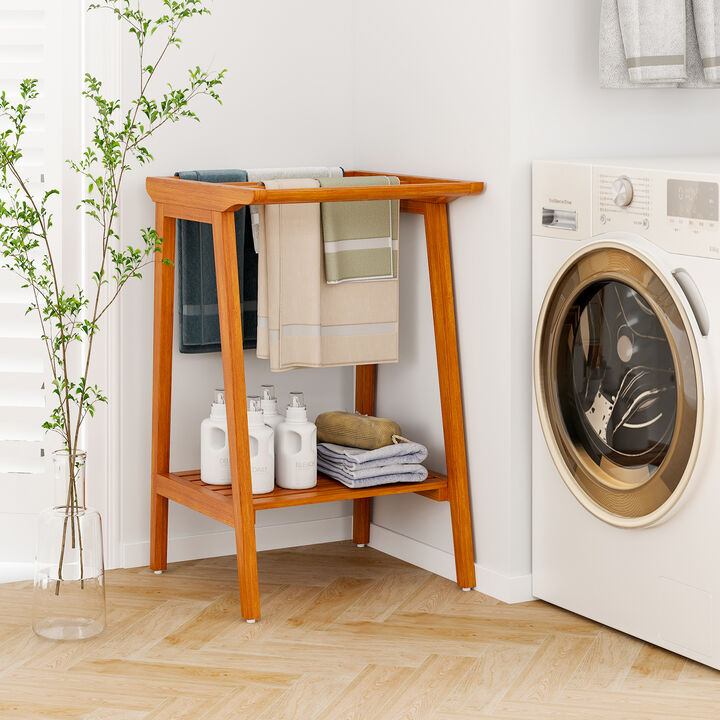 Freestanding Towel Rack with Storage Shelf for Bathroom