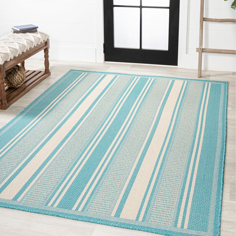 Haynes Modern Double Stripe Indoor/Outdoor Area Rug