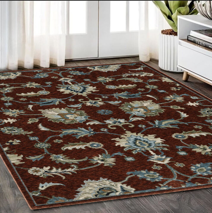 HomeRoots Oriental Area Rug With Fringe