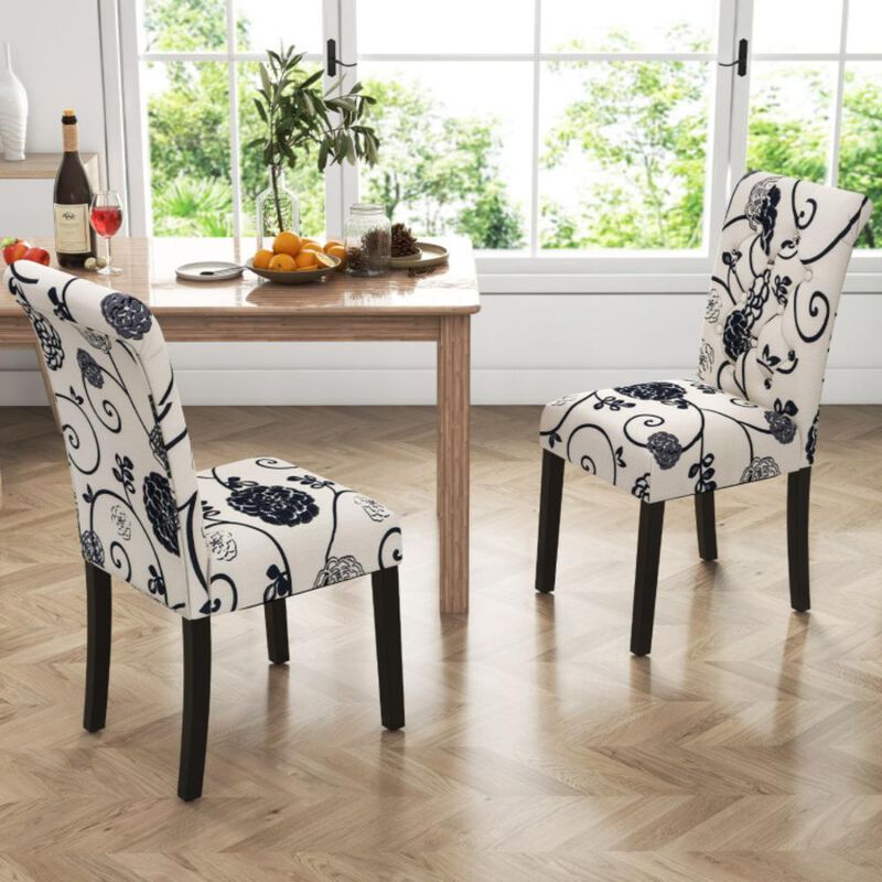 Hivvago 2 Pieces Tufted Dining Chair Set with Adjustable Anti-Slip Foot Pads